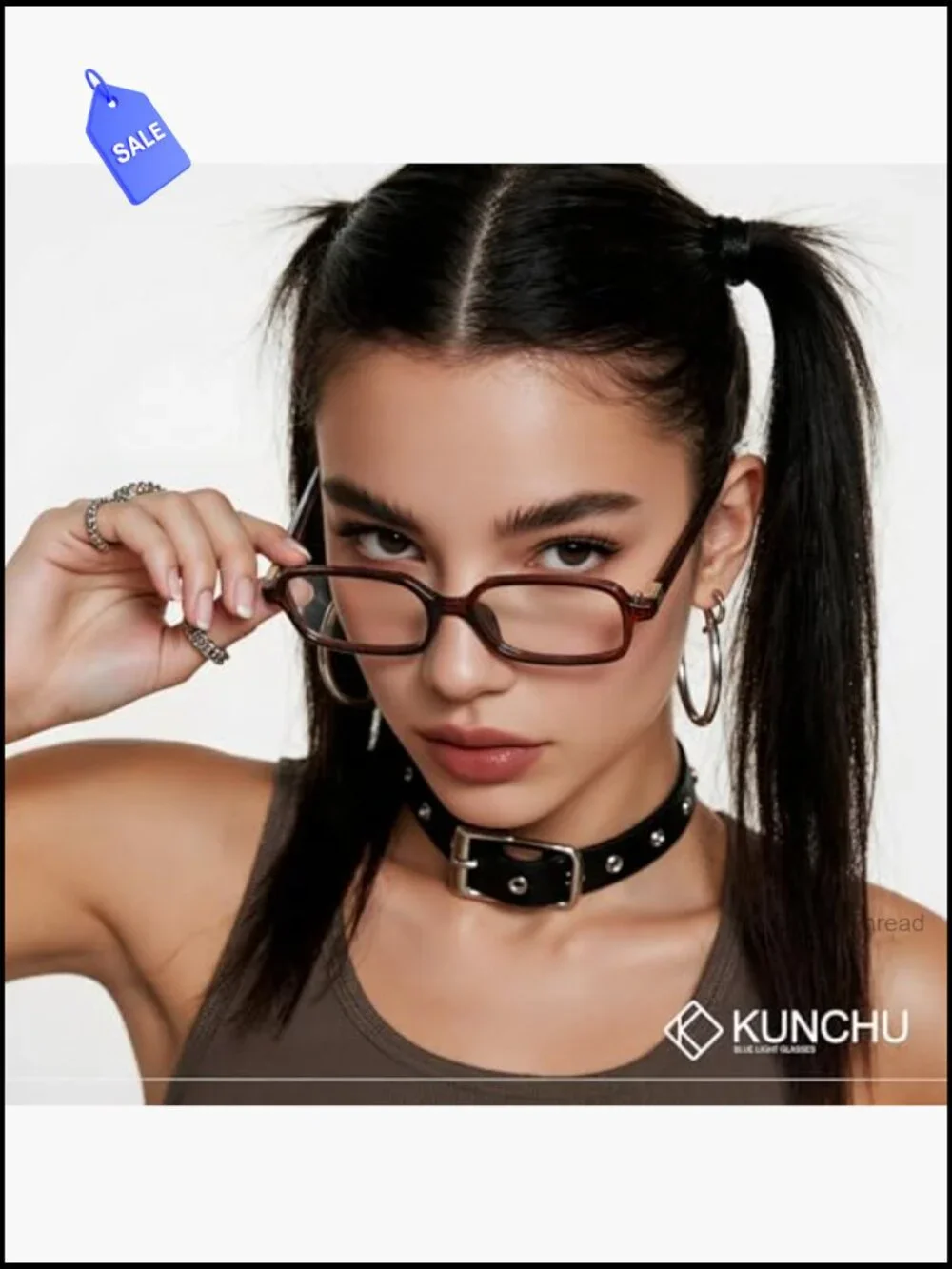 Fashion Square Blue Light Glasses for Women, Lightweight UV Blocking Computer